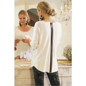 Soft Surroundings Margulies Cream Sweater with Exposed Back Zipper – Size Medium
